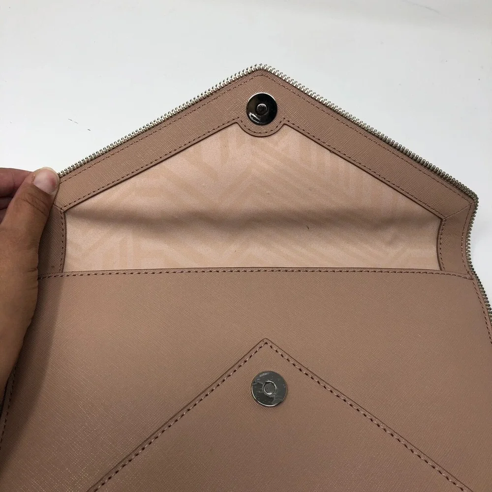 Rebecca Minkoff Leo Clutch Purse Medium Blush Pink Zipper Edge Thin